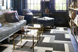 Living Room Designs Inspiring Image Of Living Room Decoration Using Dark Grey Carpet Tile Along Escorted By Square Brass Glass Coffee Table Also Light Grey Stripe Covers Fancy Home Interior Decoration Using Various Splendid-Home-Interior-Decoration-Using-Furry-White-Carpet-Tile-Including-Dark-Grey-Wood-Tile-Vinyl-Home-Flooring-Also-Double-White-Glass-Front-Door-Fancy-Home-Interior-Decoration