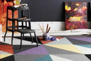 Living Room Designs Lovely Home Interior Decoration Using Colorful Carpet Tile Along Escorted By Abstract Painting Decor Also Black Interior Wall Paint Fancy Home Interior Decoration Using Various Carpet Tile Amazing-Bedroom-Decoration-Scheme-Using-Pink-Leopard-Carpet-Tile-Including-Ruffle-White-Valance-Also-Skylight-In-Bedroom-Fancy-Home-Interior-Decoration-Using-Various-Carpet-Tile