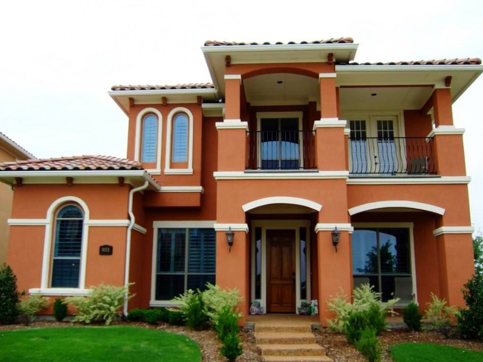 Application Of Paint Colors For House Exterior Escorted By Red Walling White Toned Wall Trimming Nice Golden Honey Entry Stair Smart Guide For Choosing Paint Colors For Exterior Of House Exterior Design