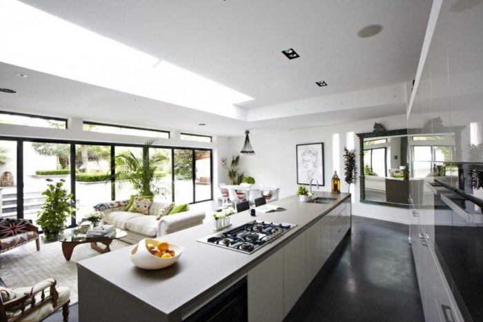 Dining Room Designs Medium size Endearing Modern Open Floor Kitchen Victorian Home Interior Decoration Using Rectangular Skylight In Kitchen Including 4 Burner Stove Kitchen Island Top Also Triangle Glass Top Coffee Table