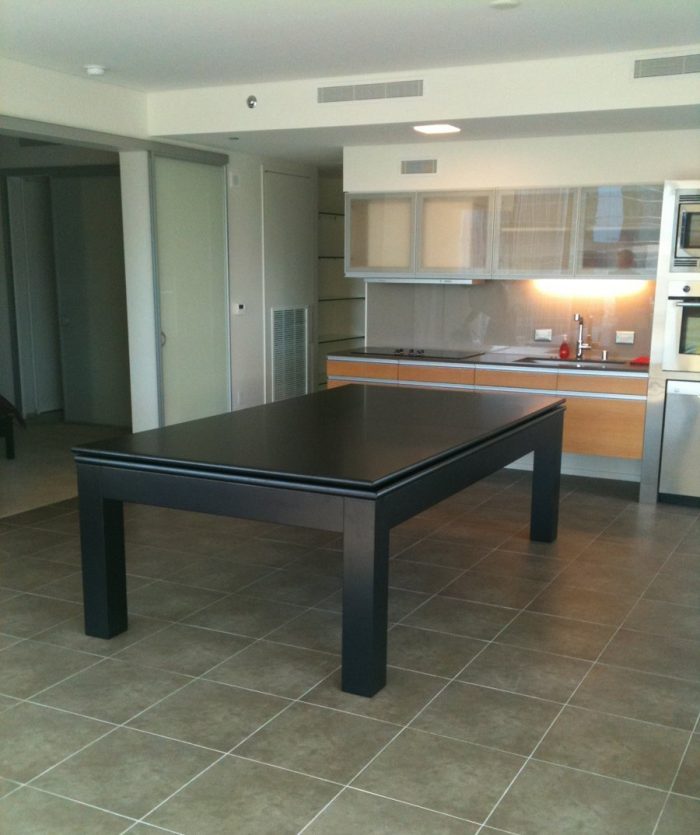 Dining Room Designs Medium size Fabulous Picture Of Open Floor Kitchen Dining Room Decoration Using Rectangular Black Wood Pool Dining Room Table Including Modern Light Orange Kitchen Counter Also White Led Lamp Under Cabin