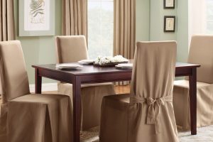 Dining Room Designs Thumbnail size Gorgeous Fabric Chair Cover Type Escorted By Long Caramel Coloured Fabric For Dining Room Escorted By Nice Velvet Weavers Carpet Plain Dining Room Chair Is Boring Covered Dining Room Chair Is Amazing