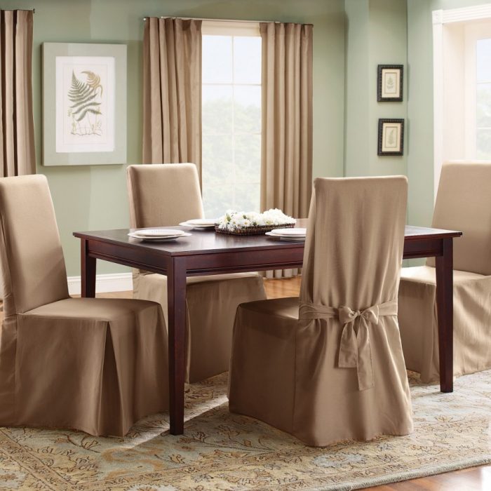 Dining Room Designs Gorgeous Fabric Chair Cover Type Escorted By Long Caramel Coloured Fabric For Dining Room Escorted By Nice Velvet Weavers Carpet Plain Dining Room Chair Is Boring Covered Dining Room Chair Is Amazing Multifunction Dining Table Design