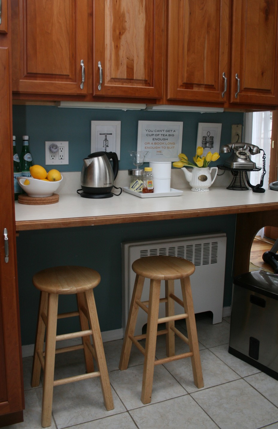 Spectacular White Plywood Top Free Standing Kitchen Table Escorted By Wooden Cabinets As Well As Rounded Cedar Stools As Decorate In Cheap Teal Kitchen Styles Fascinating Teal Kitchen Kitchen Designs