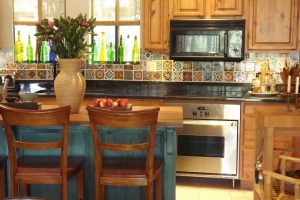 Kitchen Designs Thumbnail size Teal Butcher Block Island Base Polished Escorted By Brown Top As Well As Wooden Height Counter Stools Also Teak Wooden Unfinished Cabinet In Traditional Teal Kitchen Furnishing