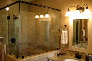 Bathroom Designs Artistic Picture Of Small Bathroom Remodels Decoration Using 3 Light Dome White Glass Bathroom Wall Sconces Including Oval White Undermount Bathroom Sinks Also Travertine Tile Shower Wall Idea To Renovate Small Bath Design
