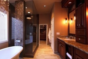 Bathroom Designs Top Notch Image Of Small Bathroom Remodels Decoration Escorted By Rectangular Travertine Bathroom Flooring Including Light Brown Bathroom Wall Paint Also Oval White Freestanding Bathtub Contemporary-Image-Of-Small-Bathroom-Remodels-Decoration-Escorted-By-Solid-Cherry-Wood-Double-Bathroom-Vanity-Including-Black-Granite-Bathroom-Vanity-Tops-Also-Cream-Porcelain-Tile-Bathtub-Surround