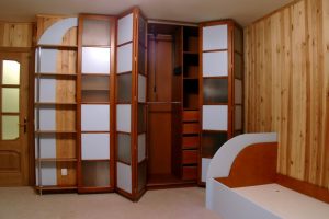 Furniture + Accessories Excellent 4 Folding Door Wardrobe Closet Escorted By White Lite Also Frosted Glass Door As Inspiring Buil In Wardrobe Closet Cabinetry In Small Space Bedroom Escorted By Wooden Wall Panelling Style Closet Lighting Fixtures For Modern Clothes Closet