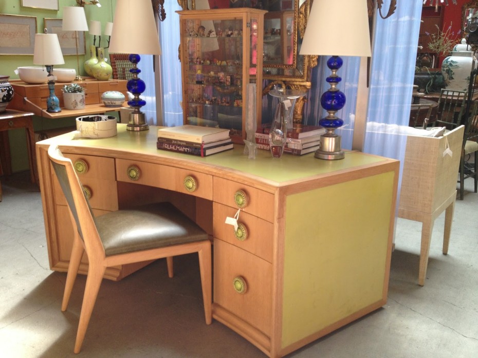 Fancy Custom Hardwood Curved Desk Escorted By 7 Drawer Also Single Brown Leather Armchair As Well As Unique White Shade Lamps Inspiring Home Furnishing Decor Intriguing Curved Desk For Home Furniture + Accessories