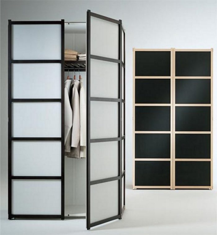 Furniture + Accessories Medium size Fascinating Frosted Glass Double Swing Door Ikea Wardrobe Closet Escorted By Clothing Hanger Also Shelves Inside As Inspiring Wardrobe Closet Furnishing Styles Fantastic Wardrobe Closet Style