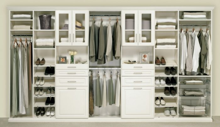 Furniture + Accessories Gorgeous White Wardrobe Closet For Modern White Walk In Closet Furnishing System Escorted By Open Clothing Dresser As Well As Shoes Shelves Also Chrome Clothing Rail As Modern Custom Style Closet Lighting Fixtures For Modern Clothes Closet