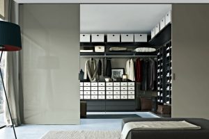 Furniture + Accessories Thumbnail size Marvelous Gray Sliding Glass Door For Wardrobe Closet Escorted By White Drawers Also Shelving Storage In Minimalist Walk In Closet Decors Fantastic Wardrobe Closet Styles Storage Also Picture