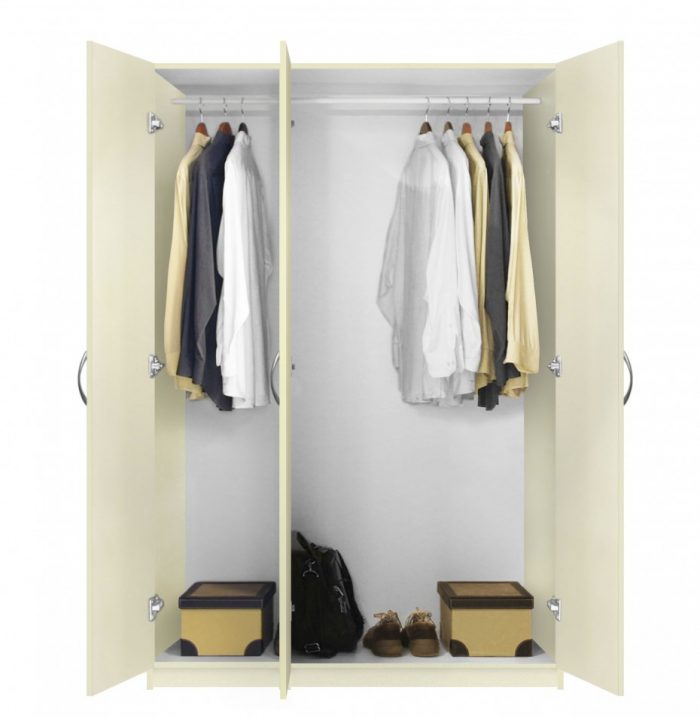 Furniture + Accessories Simplistic Double Swing Door Wardrobe Closet Style Escorted By White Clothing Bar Also Large Space Storage As Inspiring Small Walk In Closet Furniture Custom Scheme Fantastic Wardrobe Close Closet Lighting Fixtures For Modern Clothes Closet