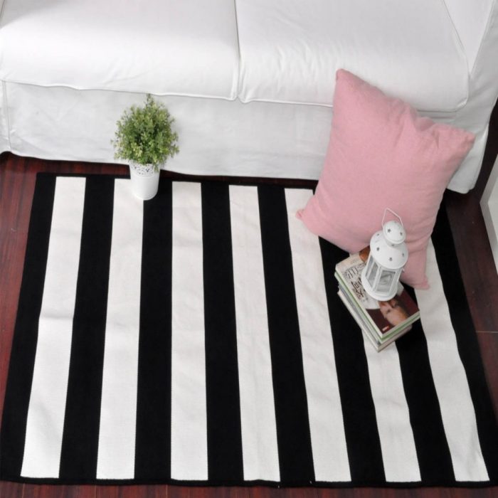 Decoration Medium size Floor Decoration Ideas Japanese Bed Mat And Eco Friendly Carpeting Image With Black White Stripes Design And Embossed Pattern Create More Beautiful Floor With Eco Friendly Carpeting