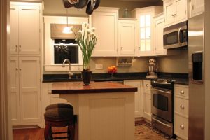 Decoration Thumbnail size Appealing Hanging Kitchen Appliance Storage Over Island Also White Cabinetry System As Well As Small Rugs As Decorate In Modern Small Kitchen Styles Prodigious Small Kitchen