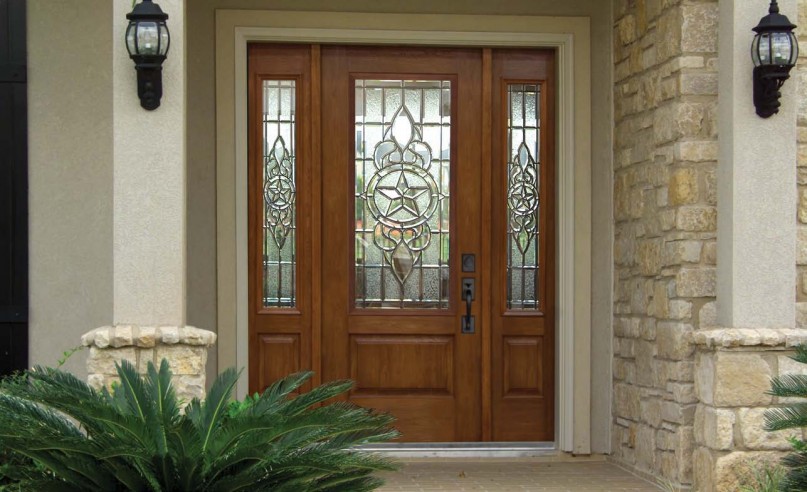 Breathtaking Idea For Front Porch Style Also Decoration Using Oak Wood Glass Single Front Door Including Cream Woodfront Porch Wall Also Black Double Front Porch Wall Sconces Good Looking Ideas