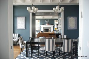 Dining Room Designs Decoration Using Light Grey Stripe Dining Chair Including Dark Grey Rug Under Dining Table Also Light Blue Wall In Dining Room Stunning Dining Room Decoration Dining Room Sideboard Decorating Ideas For Storing Place