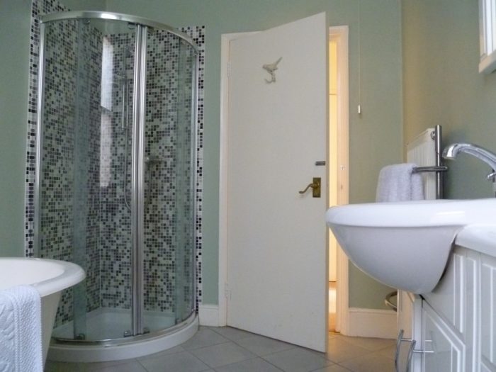 Bathroom Designs Enjoyable Corner Curved Walk In Shower Escorted By Pedestal Sink As Well As White Tubs As Decorate Modern Grey Bathrooms Decors Tips Exquisite Grey Bathrooms Fixtures Also Fittings The Way In Decorating Small Bathrooms On A Budget Limited