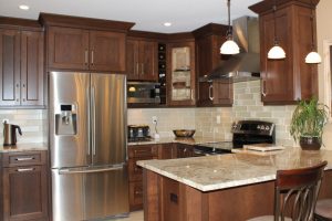 Kitchen Designs Thumbnail size Glamorous Kitchen Escorted By Great Wooden Kitchen Island Nice Greige Marble Top Also Elegant Metal Sink Nice L Shape Woden Wall Cabinetry See Kitchen Island Styles