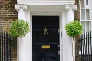 Ideas Thumbnail size Gorgeous Image Of Front Porch Style Also Decoration Using Black Wood Double Front Door Including Black Iron Metal Outdoor Handrail Also Old Brick Front Porch Wall Good Looking Image Of Front