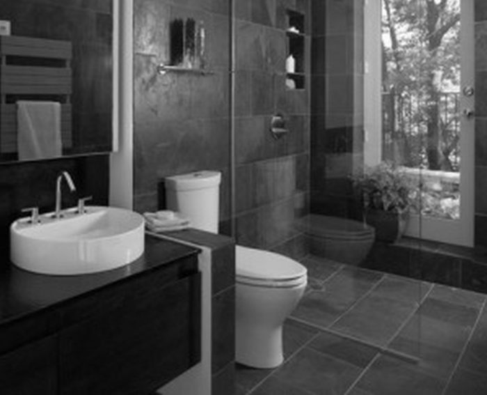 Bathroom Designs Grey Bathrooms Styles Escorted By Clear Glass Shower Divider Also Black Wooden Floating Single Sink Vanity As Decorate Midcentury Guest Bathrooms Tips Exquisite Grey Bathrooms The Way In Decorating Small Bathrooms On A Budget Limited