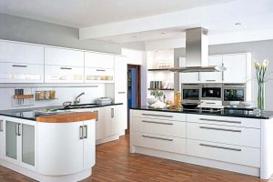 Kitchen Designs Thumbnail size Interesting Solid White Kitchen Cabinet Scheme Style Escorted By Black Marble Top Also Modern Touch Sink Incredible L Shapw White Wooden Cabinetry See Kitchen Island Styles