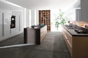 Kitchen Designs Thumbnail size Italian Kitchen Style Escorted By Modern White Kitchen Cabinets That Have A Oven In It The Black Tile Floor Escorted By Big Size Beautiful Islands Black Countertops Also Laminate