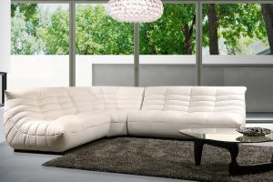 Furniture + Accessories Living Room Ideas With White Leather Sectioanl Sofa With Glass Table Gray Fur Rug Modern Floor Ideas Luxury Chandelier Glass Window Ang Green View For Home Interior Best Leather Sectional Sofa for Modern Home Furniture