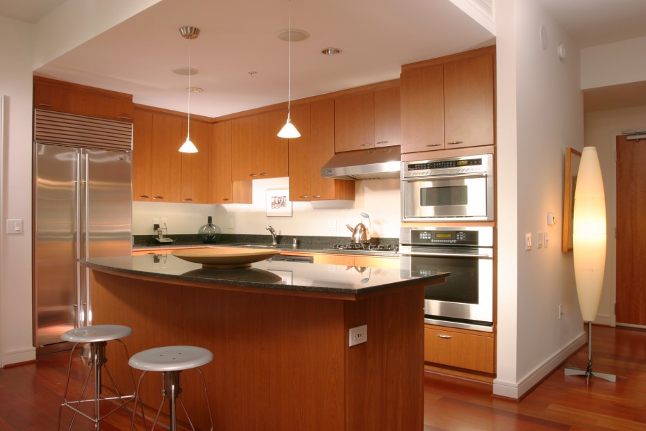 Lovable Brown Wooden Counter Kitchen Island Scheme For Small Kitchen Decors Added Pendant Lamps Also Round Stools As Well As White Ceiling Painted Scheme Prodigious Small Kitchen Decoration