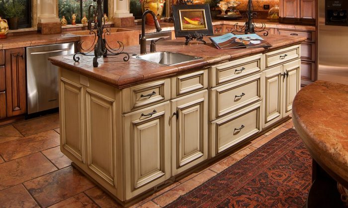 Kitchen Designs Luxurious Walnut Beige Victorian Kitchen Island Styles Escorted By Elegant Modern Sink Nice Glossy Brown Marble Top Also The Same Wooden Flooring See Kitchen Island Styles Over The Sink Lighting for Kitchen Lighting Fixtures