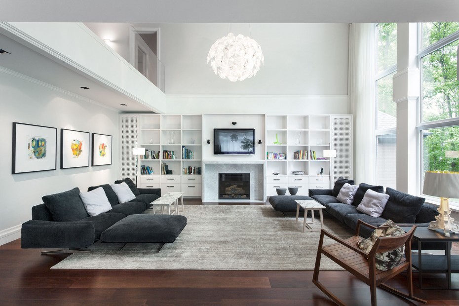 Sensational White Wooden Built In Living Room Shelves Escorted By Fireplace Tv Storage As Well As Black Velvet Sofa In Modern Black Also White Interior Styles Admirable Living Room Shelves Furniture + Accessories