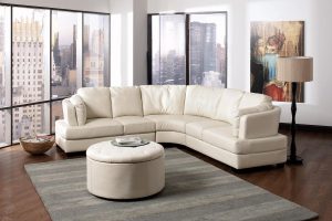 Furniture + Accessories Thumbnail size Furniture + Accessories Simple Living Room Design With ELegance White Leather Sectional Sofa Furniture Set With Unique Table Wipes Simple Rug Laminated Wooden Floor Wall Paint Simple Lamp Wall And Large Window Best Leather Sectional Sofa for Modern Home Furniture