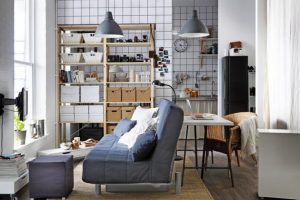 Furniture + Accessories Thumbnail size Sublime Living Room Shelves Escorted By Hanging Light Over Grey Fabric Sofas Also White Wall Painted In Small Living Room Styles Admirable Living Room Shelves Also Bookcases Artwork Style