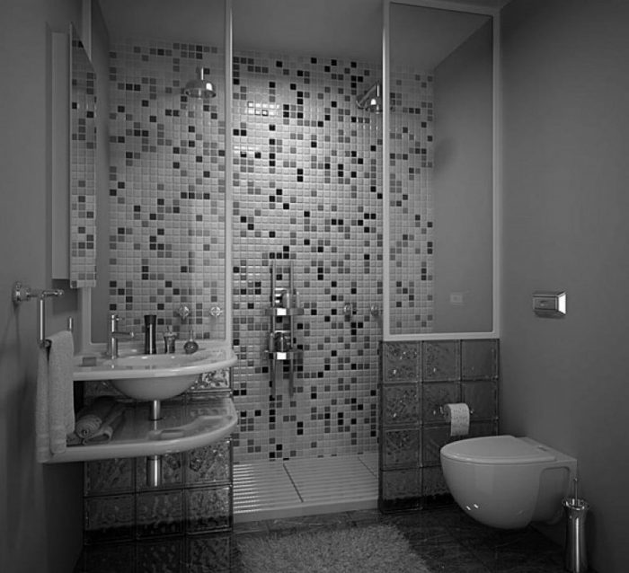 Bathroom Designs Tiny Grey Bathrooms Scheme Escorted By Modern Walk In Shower Also Console Vanity As Well As White Toilet Scheme Hang On Grey Wall Painted Color Schemes Exquisite Grey Bathrooms The Way In Decorating Small Bathrooms On A Budget Limited