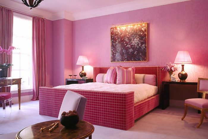 Bedroom Designs Medium size Adorable Pink Girl Bedroom Scheme Using Rectangular Light Pink Leather Girl Headboard Including Round Flare Pink Bedside Lamp Shade As Well As Light Pink Best Color Paints For Bedroom Astounding