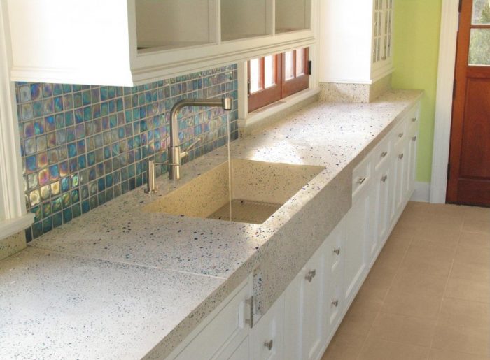 Ideas Medium size Ideas Amazing Recycled Material Countertop Baeutiful Turqoise Cubical Tiles Walling Nice Beige Sink Top Escorted By Recycled Glass Material Cheap But Beautiful Interior Made From Recycled Materi Expensive Countertop Materials Cost Type