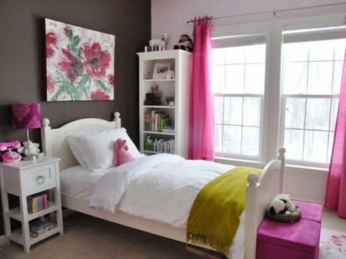 Bedroom Designs Medium size Attractive Image Of Girl Bedroom Decoration Using Grey As Well As White Best Color Paints For Bedroom Including Pink Girl Bedroom Curtain As Well As Curved White Wood Girl Headboard Astounding Pictures