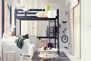 Bedroom Designs Thumbnail size Bedroom Engaging Image Of Modern Small Bedroom Decoration Using Black Metal Teen Loft Bed Frame Including Round White 2 Tier Coffee Table As Well As Black As Well As White Stripe Bedroom Rug Astounding Images