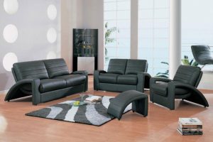 Living Room Designs Thumbnail size Breathtaking Modern Furniture For Small Living Room Decoration Using Modern Black Leather Living Room Sofa Along Escorted By Solid Oak Wood Laminate Living Room Flooring Also Black Also Light Grey