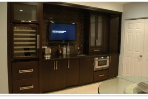 Kitchen Designs Thumbnail size Contemporary Built In Kitchen Dark Wood Cabinets Escorted By Tv Stas Well As As Well As Kitchen Appliance Storage In Small Kitchen Decors Piquant Dark Wood Cabinets For Women Dream Kitchen