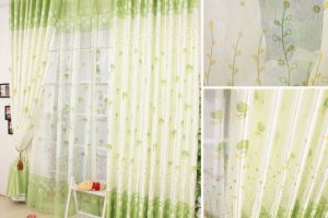 Ideas Thumbnail size Daring Image Of Accessories For Window Treatment Decoration Using Plain Pleat Light Green Floral Interior Window Curtain Including 2 Tier Folding White Wood Ladder Shelving As Well As All White