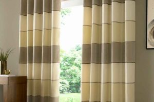 Ideas Thumbnail size Epic Picture Of Window Treatment Decoration Using Grommet Light Grey Natural Stripe Interior Window Curtain Along Escorted By Light Grey Interior Wall Paint As Well As Single Stainless Steel Curtain