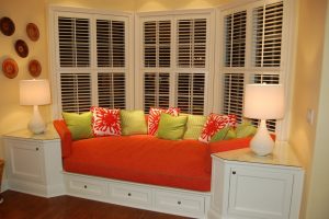 Furniture + Accessories Thumbnail size Excelent Orange Build Bay Window Seat As Well As Window Bench Escorted By Intimating Red Mattres As Well As Double Side Romantic Lamps Cool Glass Wood Window Escorted By Stripes Trellis Build Bay Window