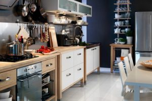 Kitchen Designs Thumbnail size Excellent Picture Of Small Ikea Kitchen Decoration Plan Using Solid Pine Wood Kitchen Cabinet Along Escorted By Modern Rectangular White Wood Kitchen Table As Well As White Ceramic Tile Kitchen Flooring