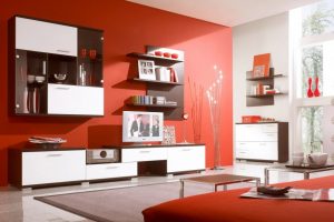 Living Room Designs Thumbnail size Gorgeous Red Living Room Decoration Using Red Fabric Living Room Sofa Along Escorted By Modern Mount Wall Wooden Living Room Shelving As Well As Red Living Room Wall Color Drop Dead Gorgeous Various