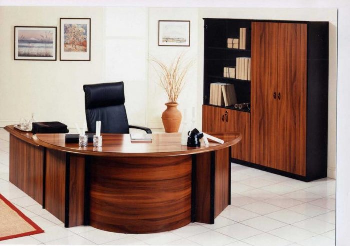 Kitchen Designs Gorgeous White Painted Office Escorted By Well Varnished Wooden Desk Also Brown Framed Wall Pictures Also Wooden Board Escorted By Shelves Modern Office Escorted By Impressive Desk Cool Modern Desks For Minimalist Room