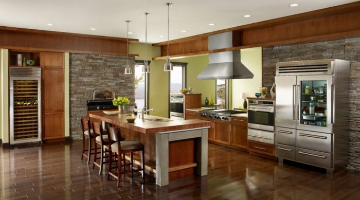 Kitchen Designs Medium size Kitchen Designs Great L Shape Kitchen Decoration Using Butcher Block Modern Kitchen Island Including Solid Light Oak Wood Kitchen Cabinet Natural Light Grey Stone Kitchen Wall Magnificent Kitchen Cabinet Kitchen Layouts And Design For More Fun Cooking