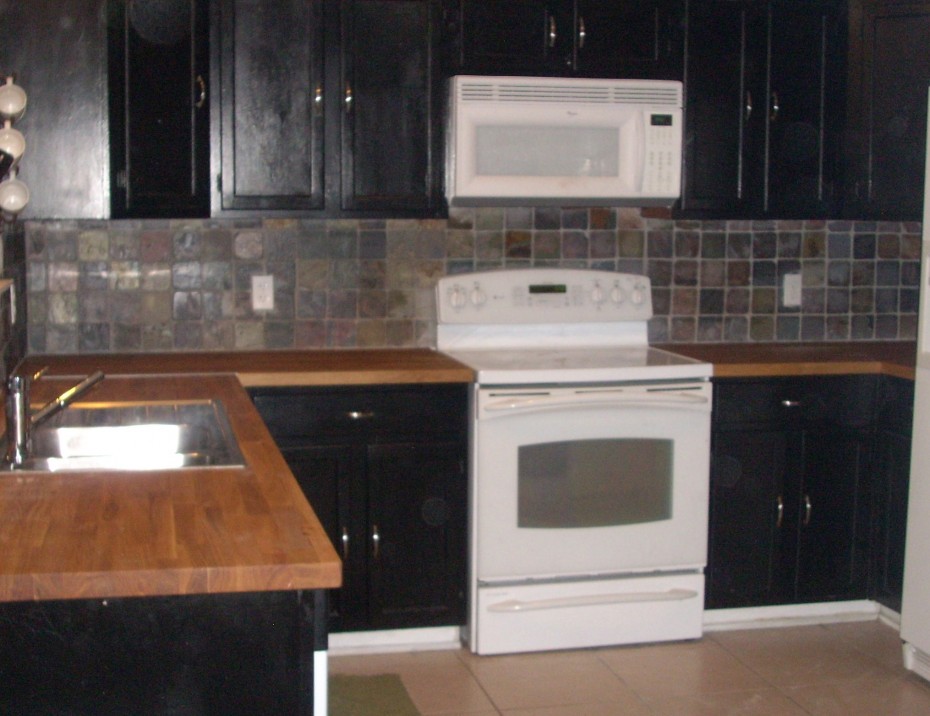 Inspiring Dark Wood Cabinets Escorted By White Stove Also Microwave Shelving On Wooden Tops As Decorate L Shaped Kitchen Scheme Piquant Dark Wood Cabinets For Women Dream Kitchen Kitchen Designs