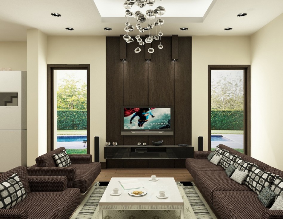 Interesting Picture Of Living Room Decoration Using White Ivory Brown Living Room Wall Color Along Escorted By Square Low White Coffee Table As Well As Dark Brown Fabric Living Room Sofa Drop Dead Gorgeous Living Room Designs