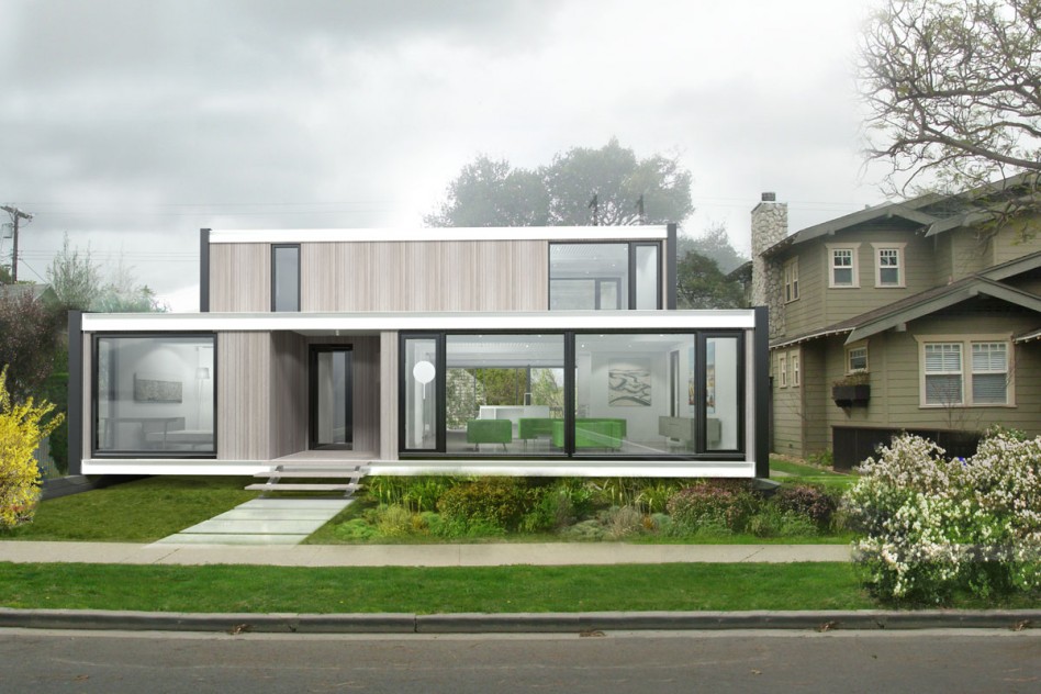 Minimalist Modern Contemporary Modular Home Escorted By Smart Glass Wooden Combination Double Floor Style Escorted By White Wall Trimming Nice Also Intimating View Futuristic Also Modern Exterior Design